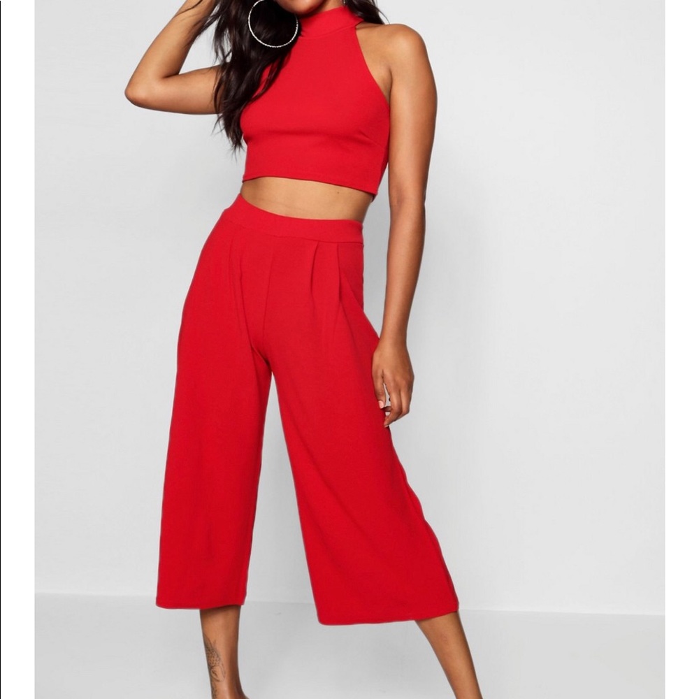 Red Culotte Co-Ord Set